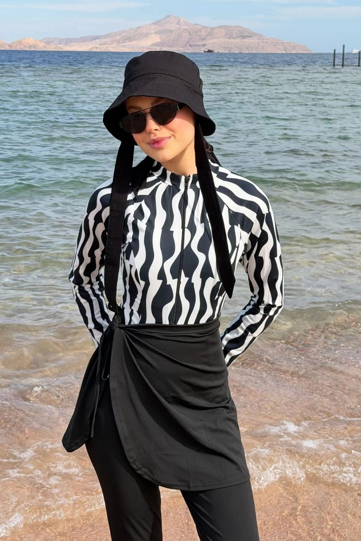 3lü tesettür mayo takım zebra(10122)