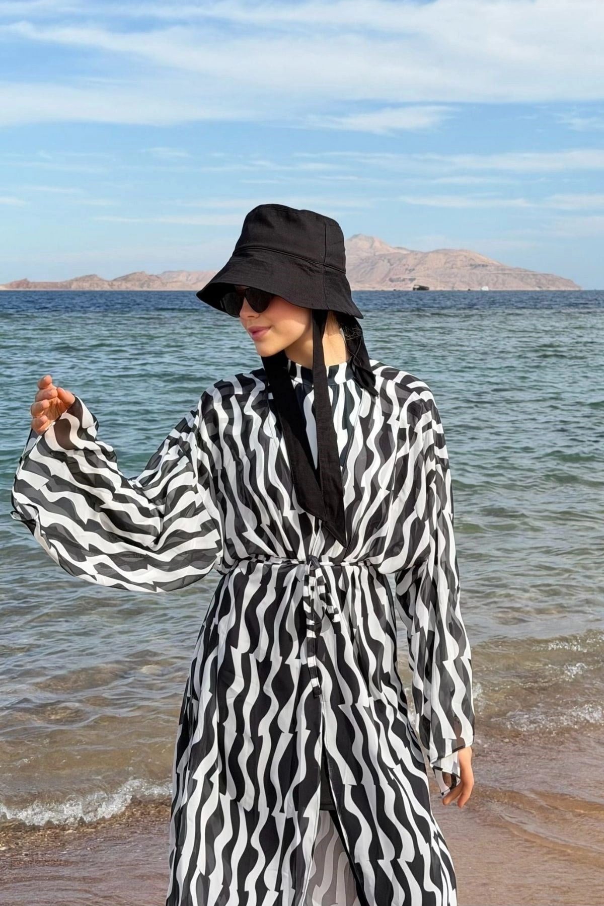 Desenli uzun pareo zebra(90157)
